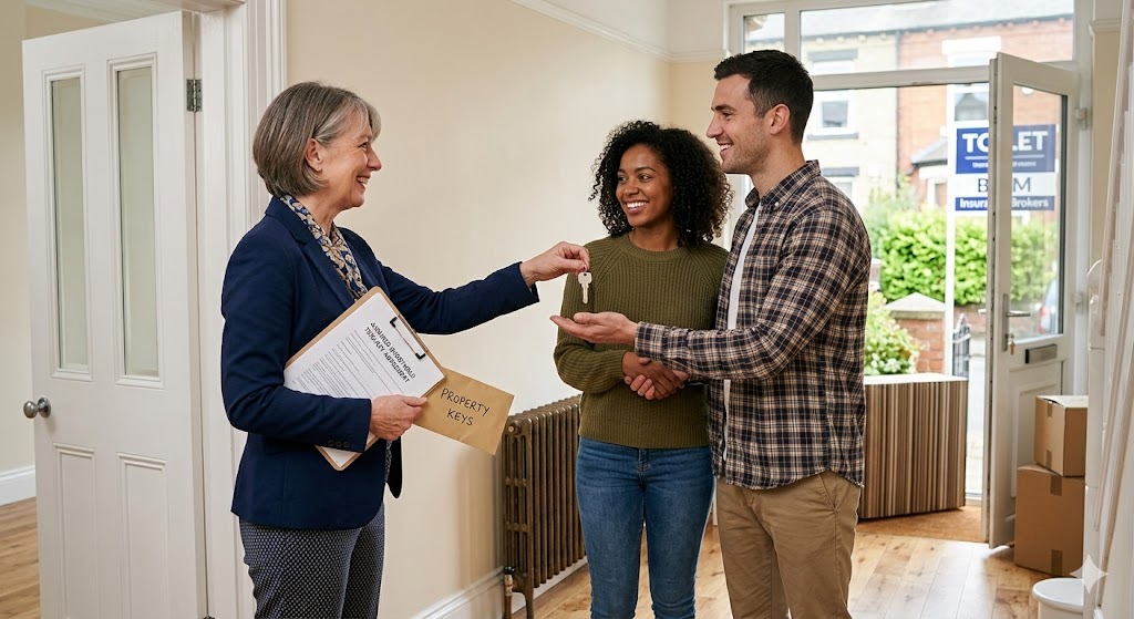 Landlord handing keys